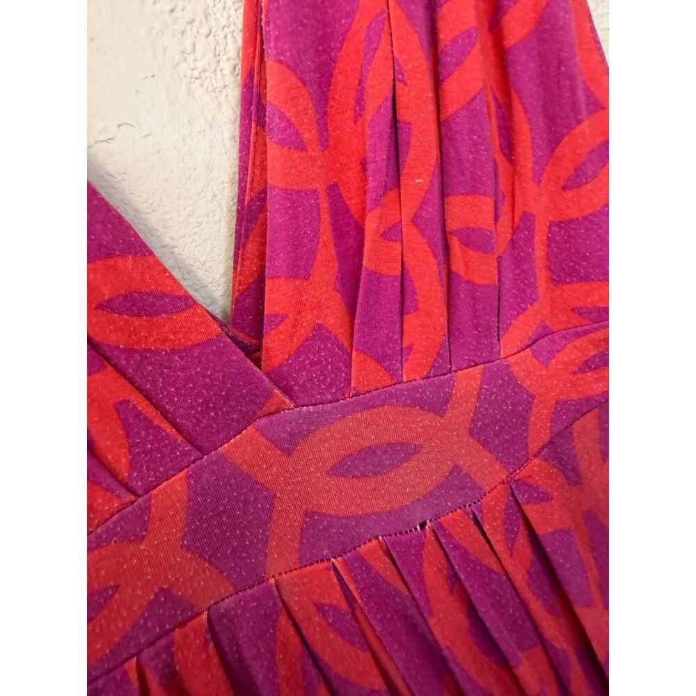 Tart Tropical Midcentury Boho Resortwear V Neck Sleevless Maxi Dress XS Pink - Picture 5 of 11
